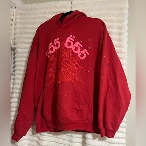Sp5der Worldwide Red Angel Number 555 Hoodie